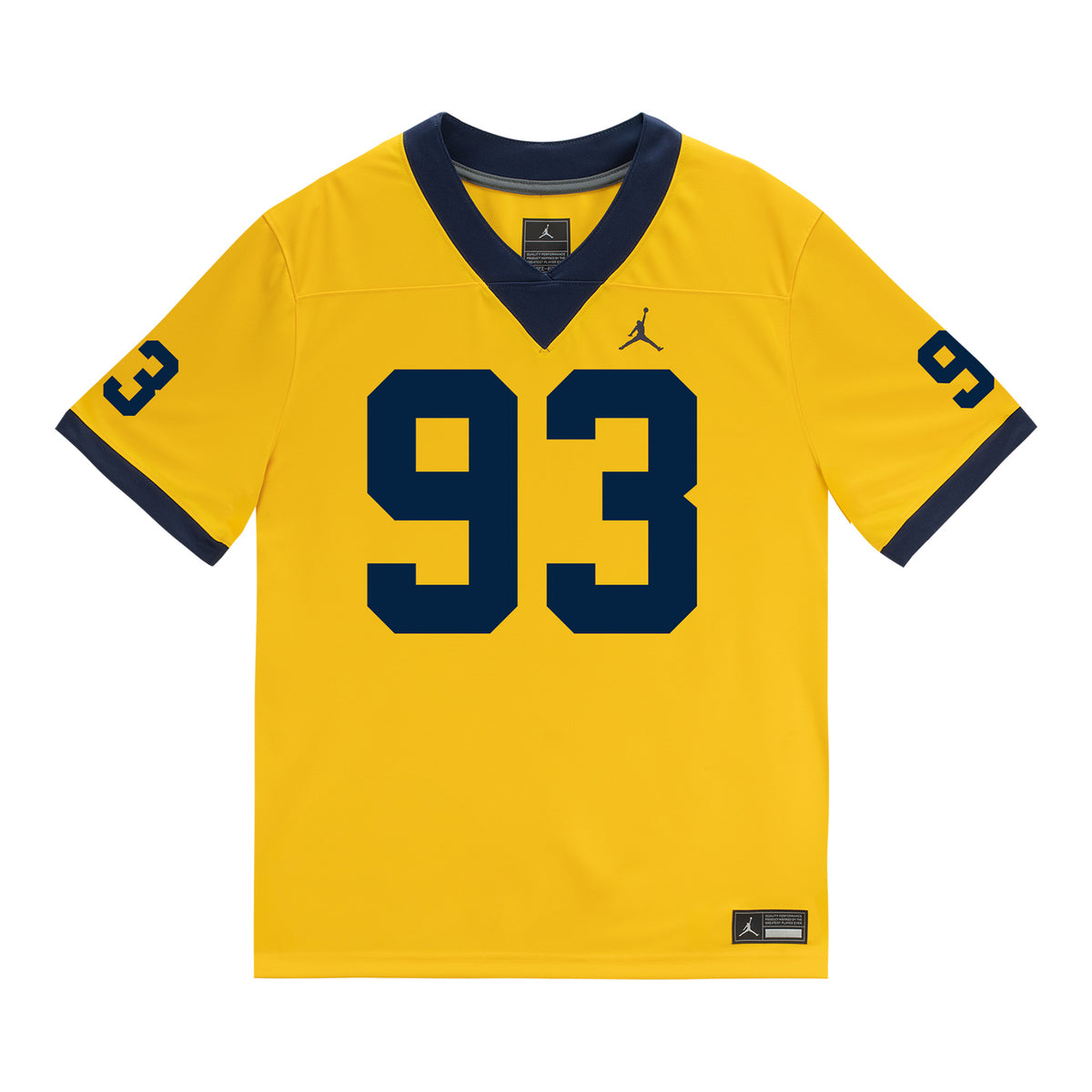 Michigan Wolverines #93 Hunter Robertson Student Athlete Maize Football Jersey - Front View