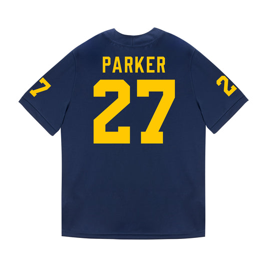 Michigan Wolverines #27 Jasper Parker Student Athlete Blue Football Jersey - Back View