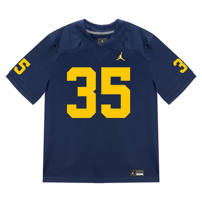 Michigan Wolverines #35 Stuart Blake Student Athlete Blue Football Jersey - Front View