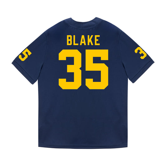 Michigan Wolverines #35 Stuart Blake Student Athlete Blue Football Jersey - Back View