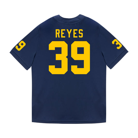 Michigan Wolverines #39 Max Reyes Student Athlete Blue Football Jersey - Back View