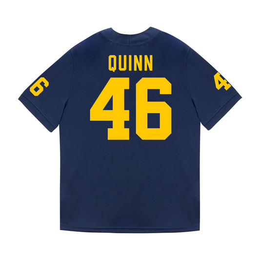 Michigan Wolverines #46 Crandall Quinn Student Athlete Blue Football Jersey - Back View