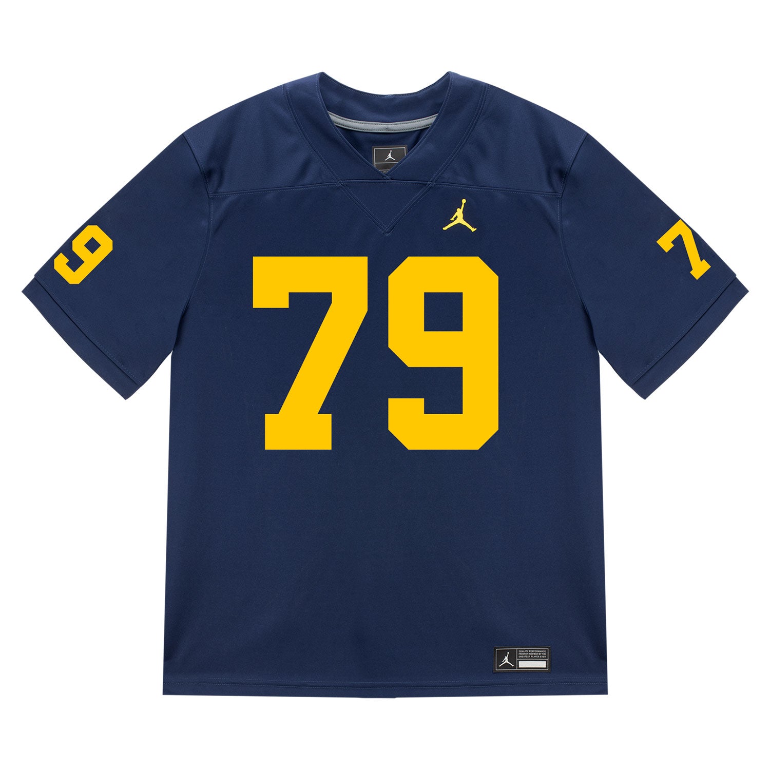 Michigan Wolverines #79 Ty Haywood Student Athlete Blue Football Jersey - Front View