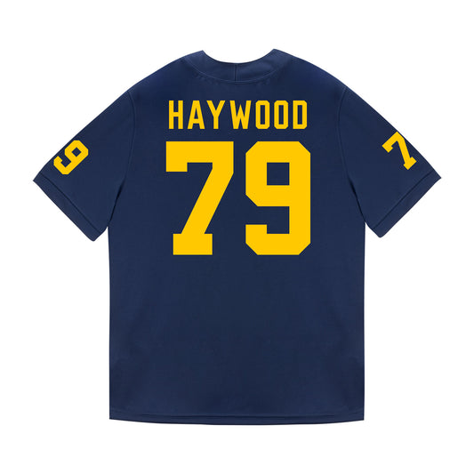 Michigan Wolverines #79 Ty Haywood Student Athlete Blue Football Jersey - Back View