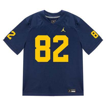 Michigan Wolverines #82 CJ Charlston Student Athlete Blue Football Jersey - Front View