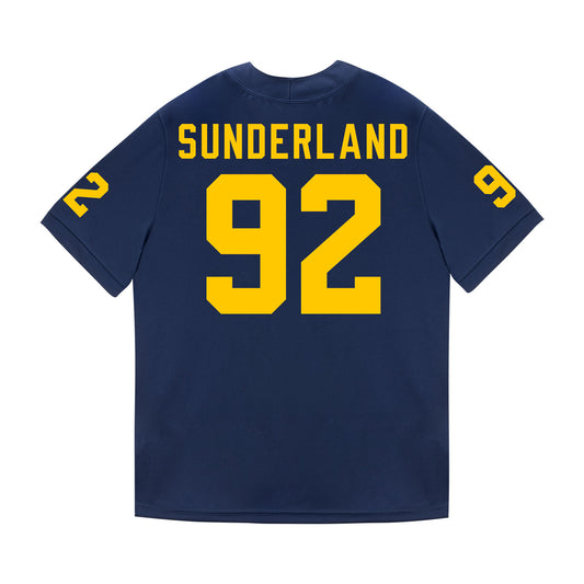 Michigan Wolverines #92 Beckham Sunderland Student Athlete Blue Football Jersey - Back View