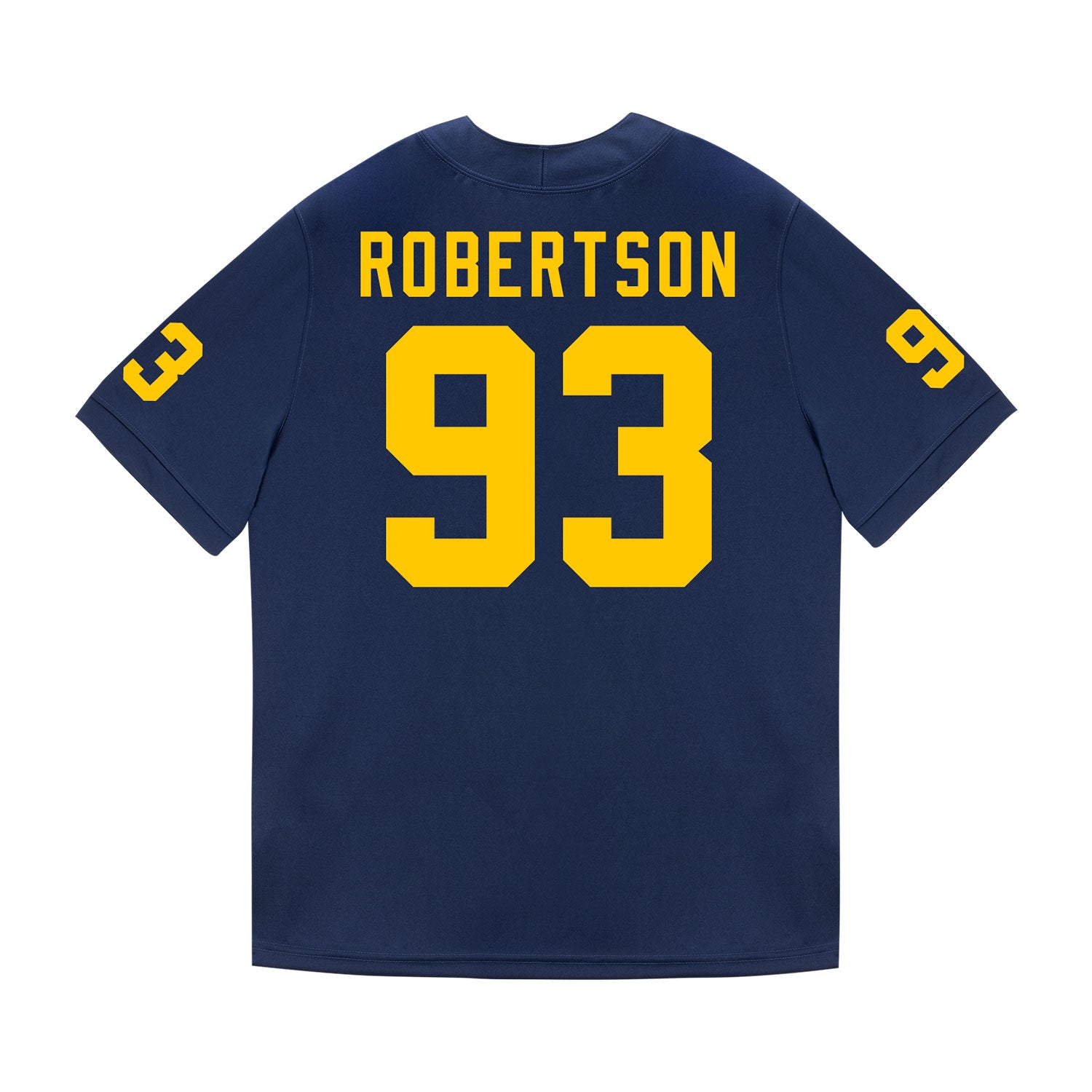 Michigan Wolverines #93 Hunter Robertson Student Athlete Blue Football Jersey - Back View