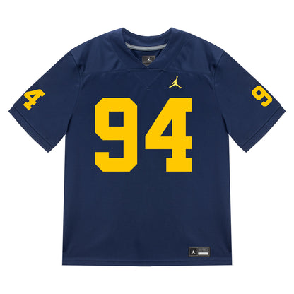Michigan Wolverines #94 Nate Marshall Student Athlete Blue Football Jersey - Front View