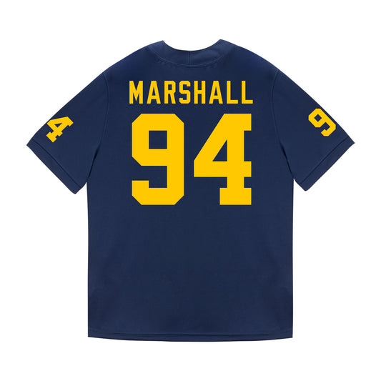 Michigan Wolverines #94 Nate Marshall Student Athlete Blue Football Jersey - Back View