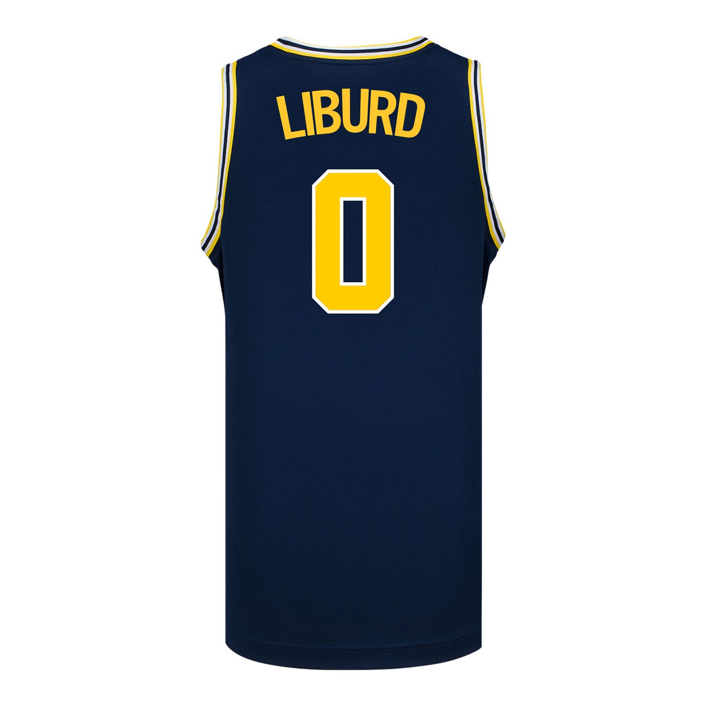 Michigan Wolverines #0 Ricky Liburd Student Athlete Blue Basketball Jersey - Back View
