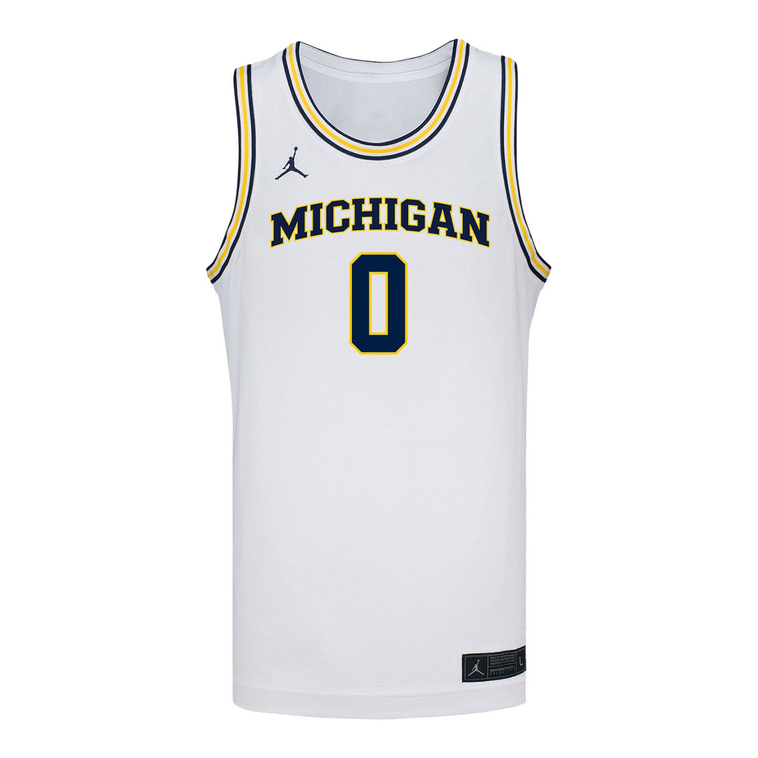 Michigan Wolverines #0 Ricky Liburd Student Athlete White Basketball Jersey - Front View
