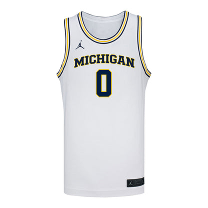 Michigan Wolverines #0 Ricky Liburd Student Athlete White Basketball Jersey - Front View