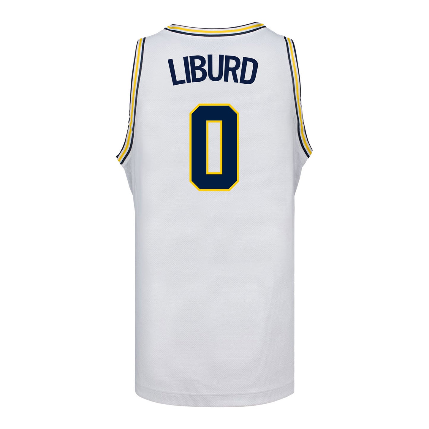 Michigan Wolverines #0 Ricky Liburd Student Athlete White Basketball Jersey - Back View