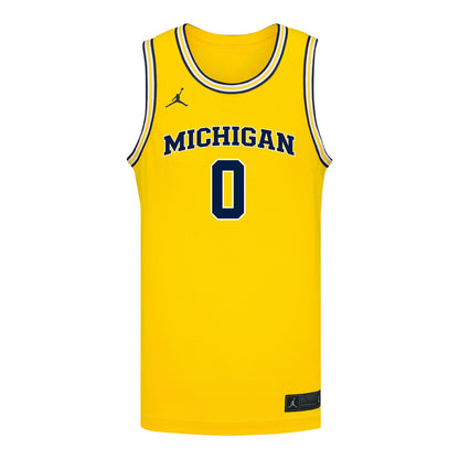 Michigan Wolverines #0 Ricky Liburd Student Athlete Maize Basketball Jersey - Front View