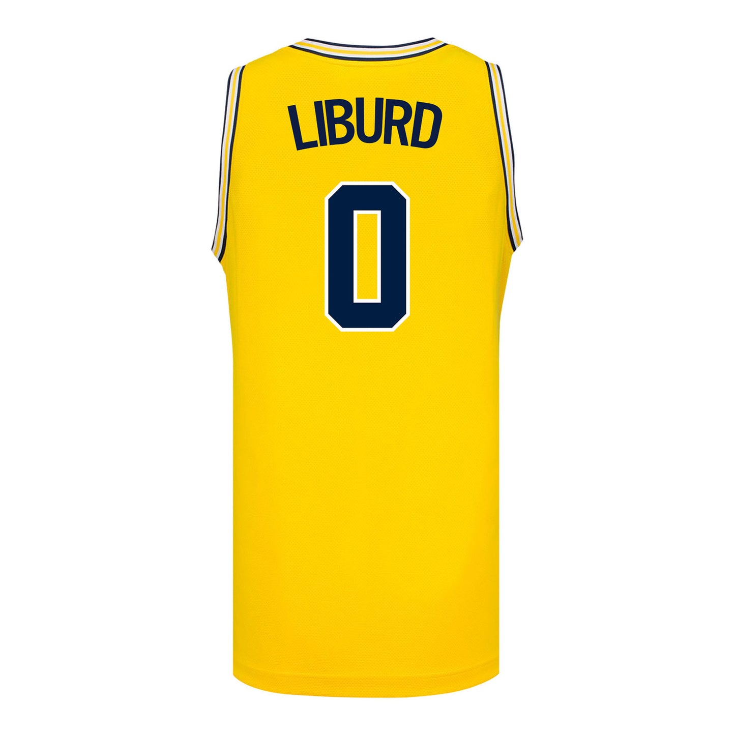 Michigan Wolverines #0 Ricky Liburd Student Athlete Maize Basketball Jersey - Back View