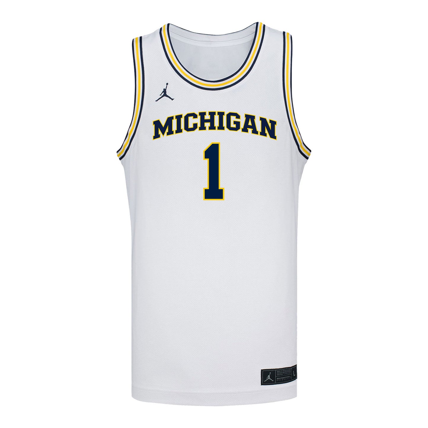 Michigan Wolverines #1 Trey McKenney Student Athlete White Basketball Jersey - Front View