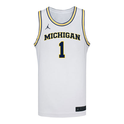 Michigan Wolverines #1 Trey McKenney Student Athlete White Basketball Jersey - Front View