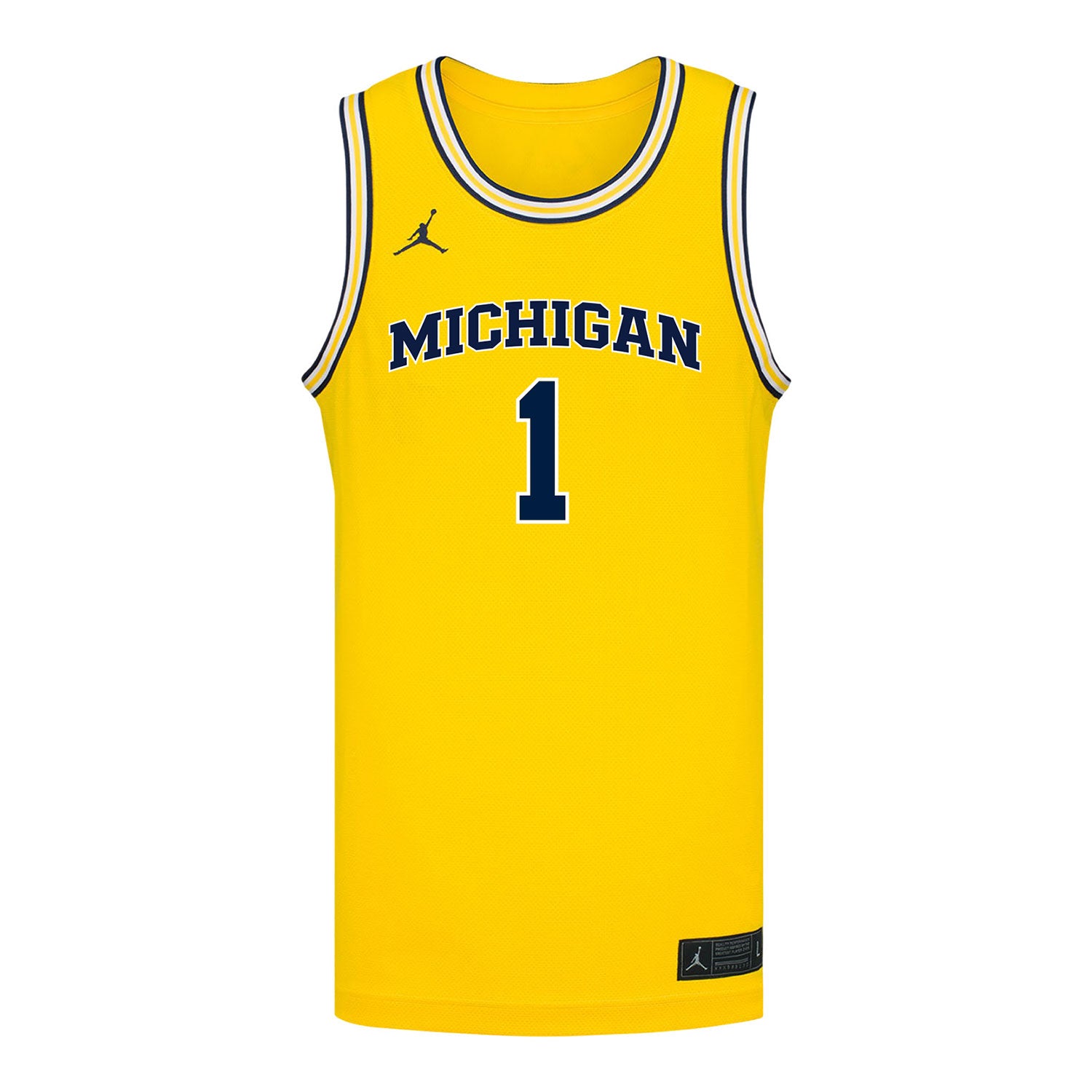 Michigan Wolverines #1 Trey McKenney Student Athlete Maize Basketball Jersey - Front View