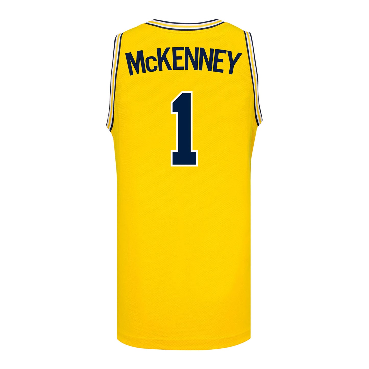 Michigan Wolverines #1 Trey McKenney Student Athlete Maize Basketball Jersey - Back View