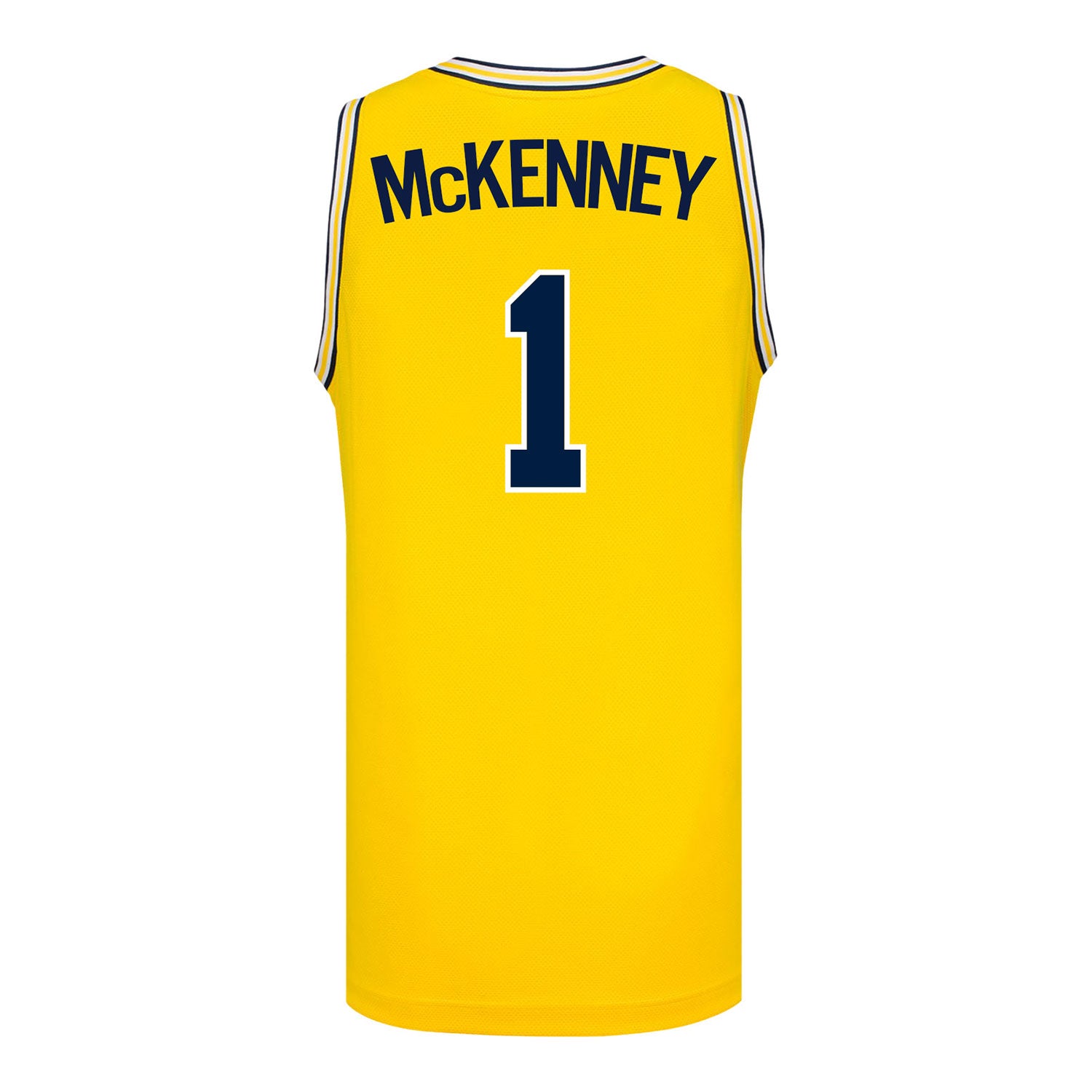 Michigan Wolverines #1 Trey McKenney Student Athlete Maize Basketball Jersey - Back View