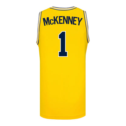Michigan Wolverines #1 Trey McKenney Student Athlete Maize Basketball Jersey - Back View