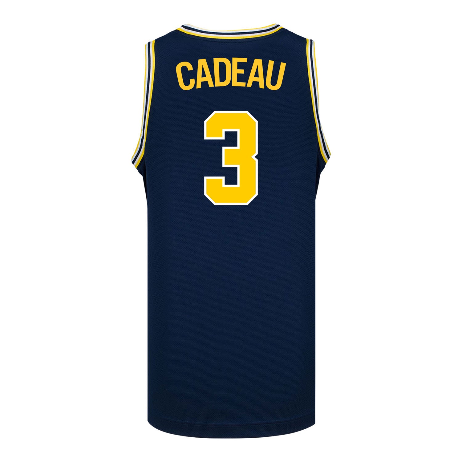 Michigan Wolverines #3 Elliot Cadeau Student Athlete Blue Basketball Jersey - Back View