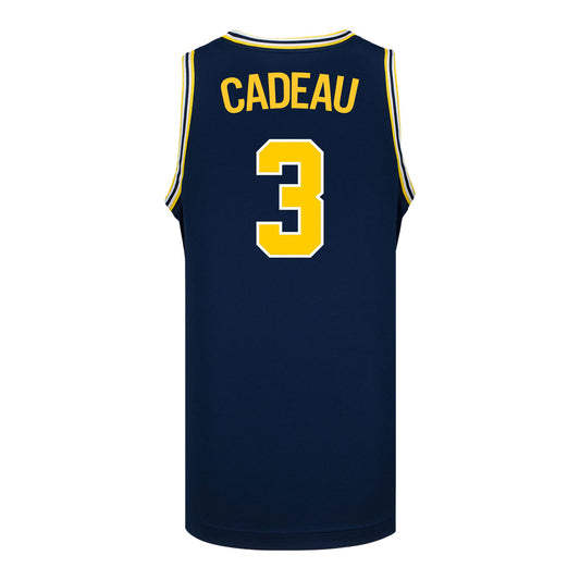 Michigan Wolverines #3 Elliot Cadeau Student Athlete Blue Basketball Jersey - Back View