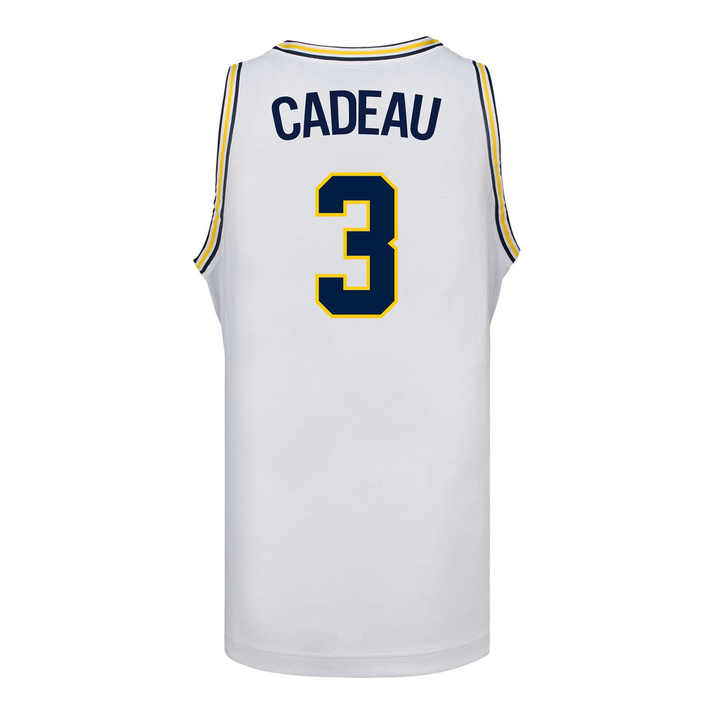 Michigan Wolverines #3 Elliot Cadeau Student Athlete White Basketball Jersey - Back View
