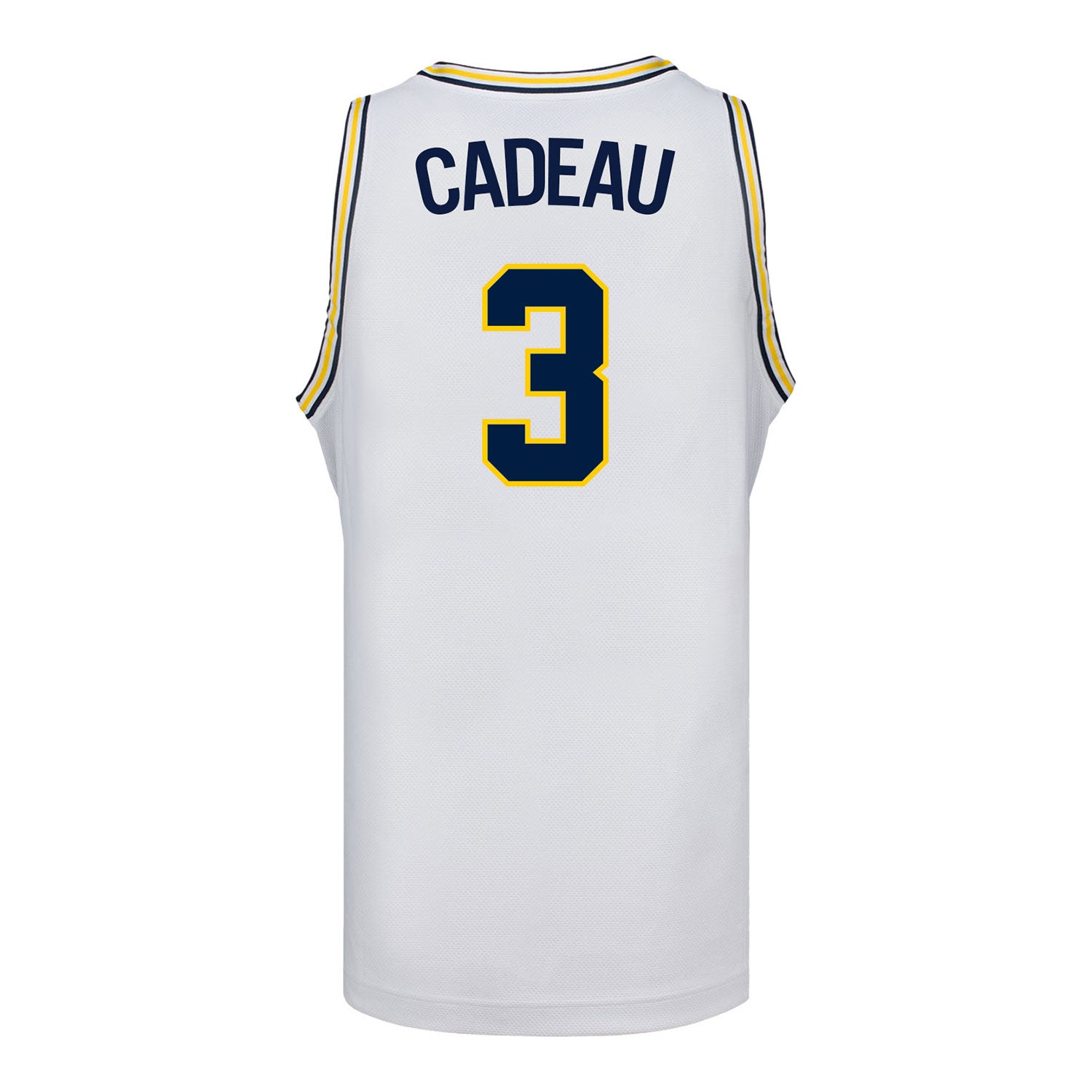 Michigan Wolverines #3 Elliot Cadeau Student Athlete White Basketball Jersey - Back View