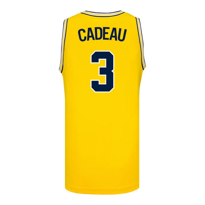 Michigan Wolverines #3 Elliot Cadeau Student Athlete Maize Basketball Jersey - Back View