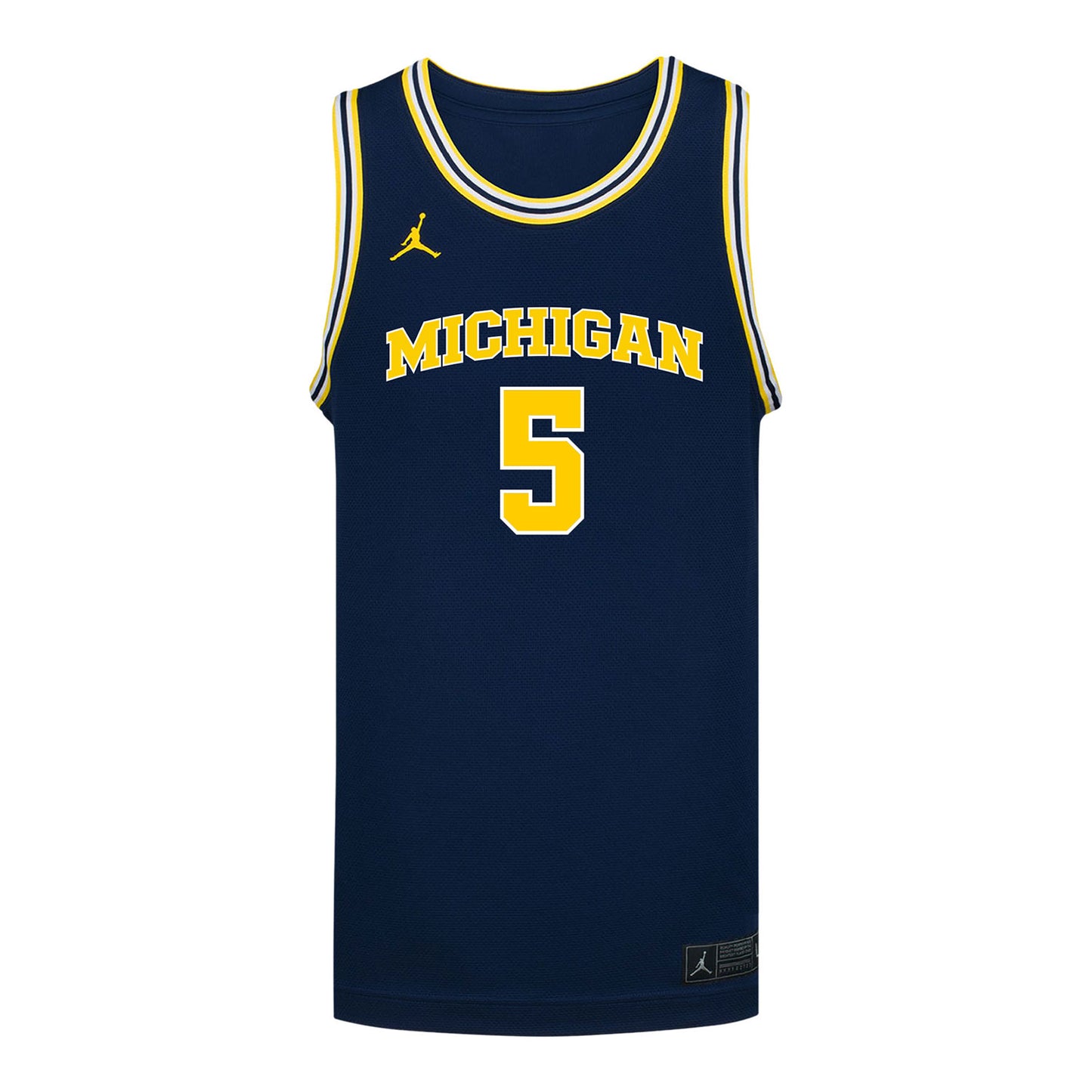 Michigan Wolverines #5 Oscar Goodman Student Athlete Blue Basketball Jersey - Front View