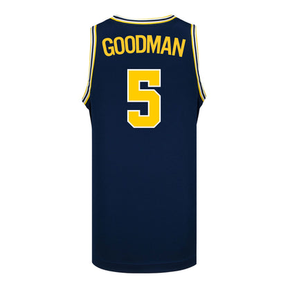 Michigan Wolverines #5 Oscar Goodman Student Athlete Blue Basketball Jersey - Back View