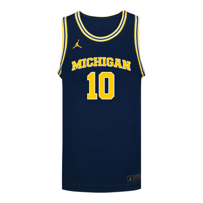 Michigan Wolverines #10 Winters Grady Student Athlete Blue Basketball Jersey - Front View