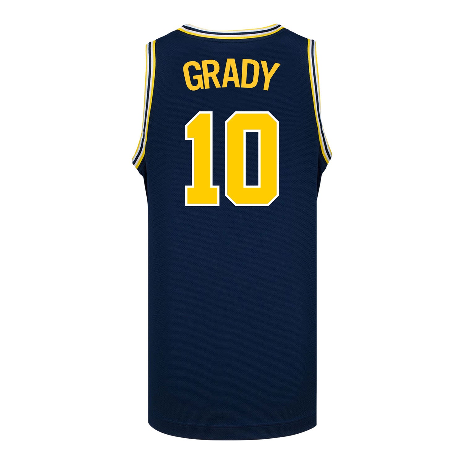 Michigan Wolverines #10 Winters Grady Student Athlete Blue Basketball Jersey - Back View