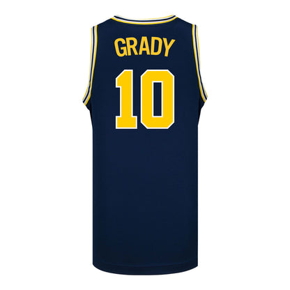 Michigan Wolverines #10 Winters Grady Student Athlete Blue Basketball Jersey - Back View