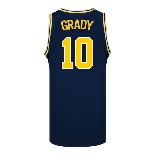 Michigan Wolverines #10 Winters Grady Student Athlete Blue Basketball Jersey - Back View