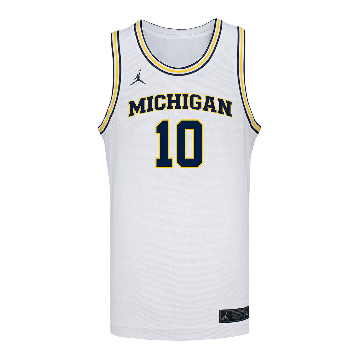 Michigan Wolverines #10 Winters Grady Student Athlete White Basketball Jersey - Front View