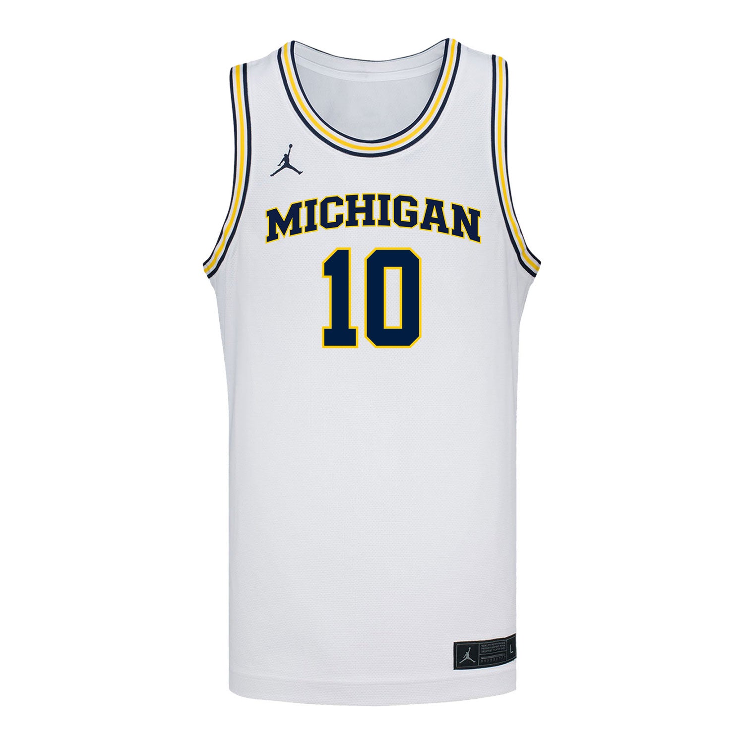 Michigan Wolverines #10 Winters Grady Student Athlete White Basketball Jersey - Front View