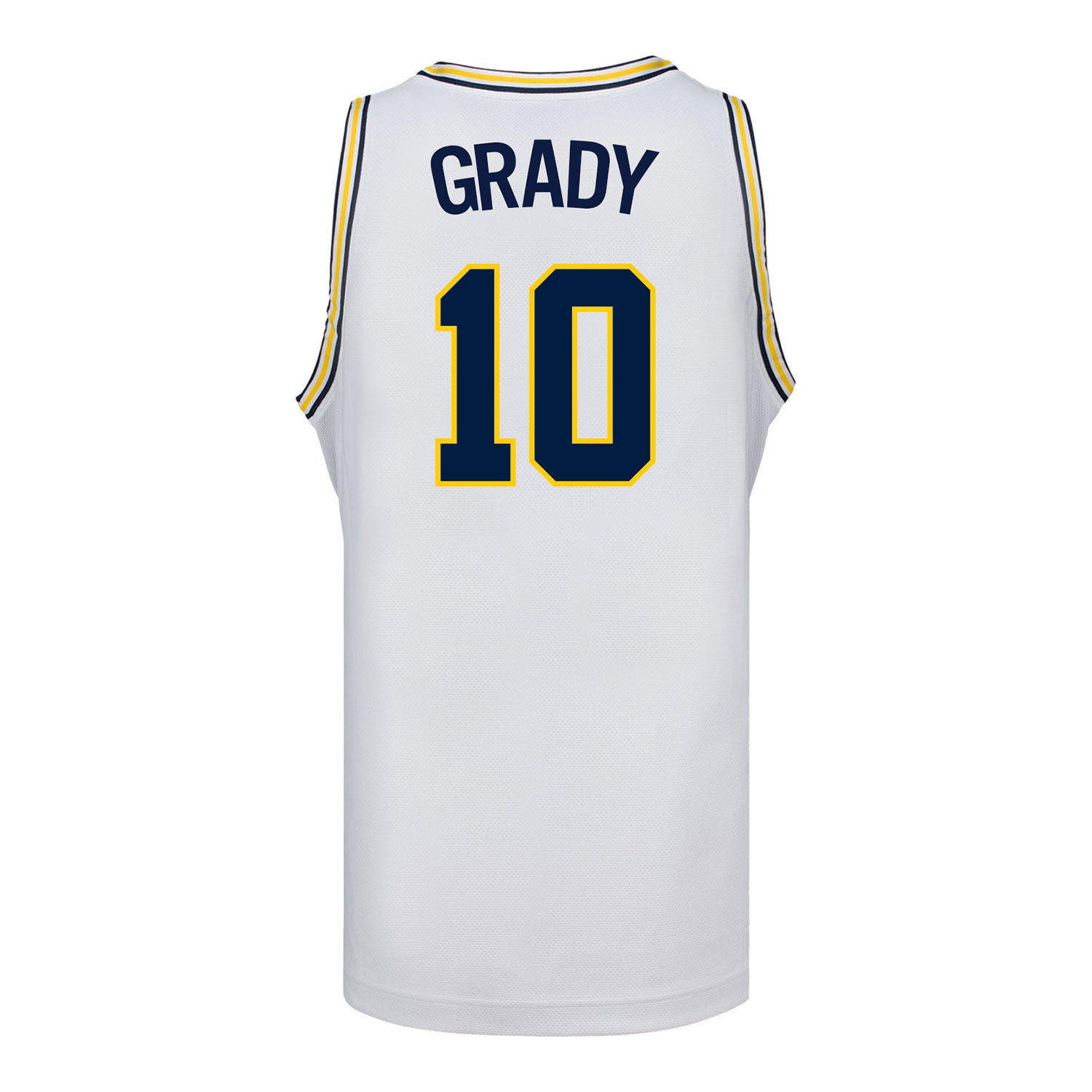 Michigan Wolverines #10 Winters Grady Student Athlete White Basketball Jersey - Back View