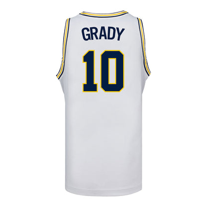 Michigan Wolverines #10 Winters Grady Student Athlete White Basketball Jersey - Back View