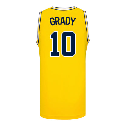 Michigan Wolverines #10 Winters Grady Student Athlete Maize Basketball Jersey - Back View