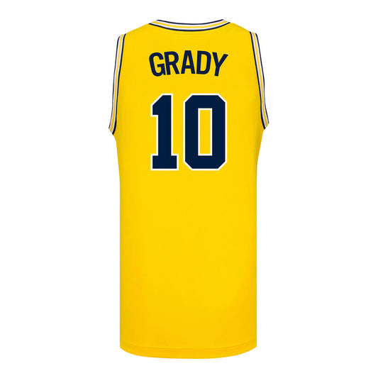 Michigan Wolverines #10 Winters Grady Student Athlete Maize Basketball Jersey - Back View