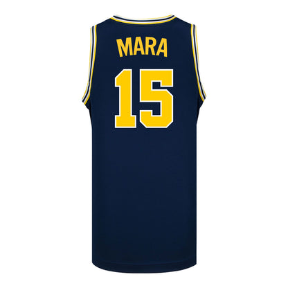 Michigan Wolverines #15 Aday Mara Student Athlete Blue Basketball Jersey - Back View