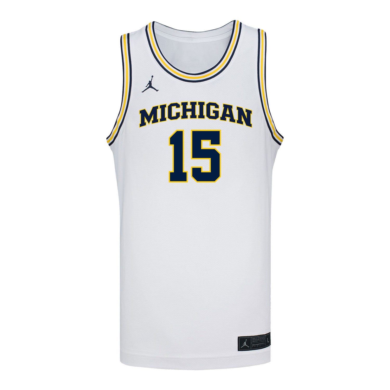 Michigan Wolverines #15 Aday Mara Student Athlete White Basketball Jersey - Front View