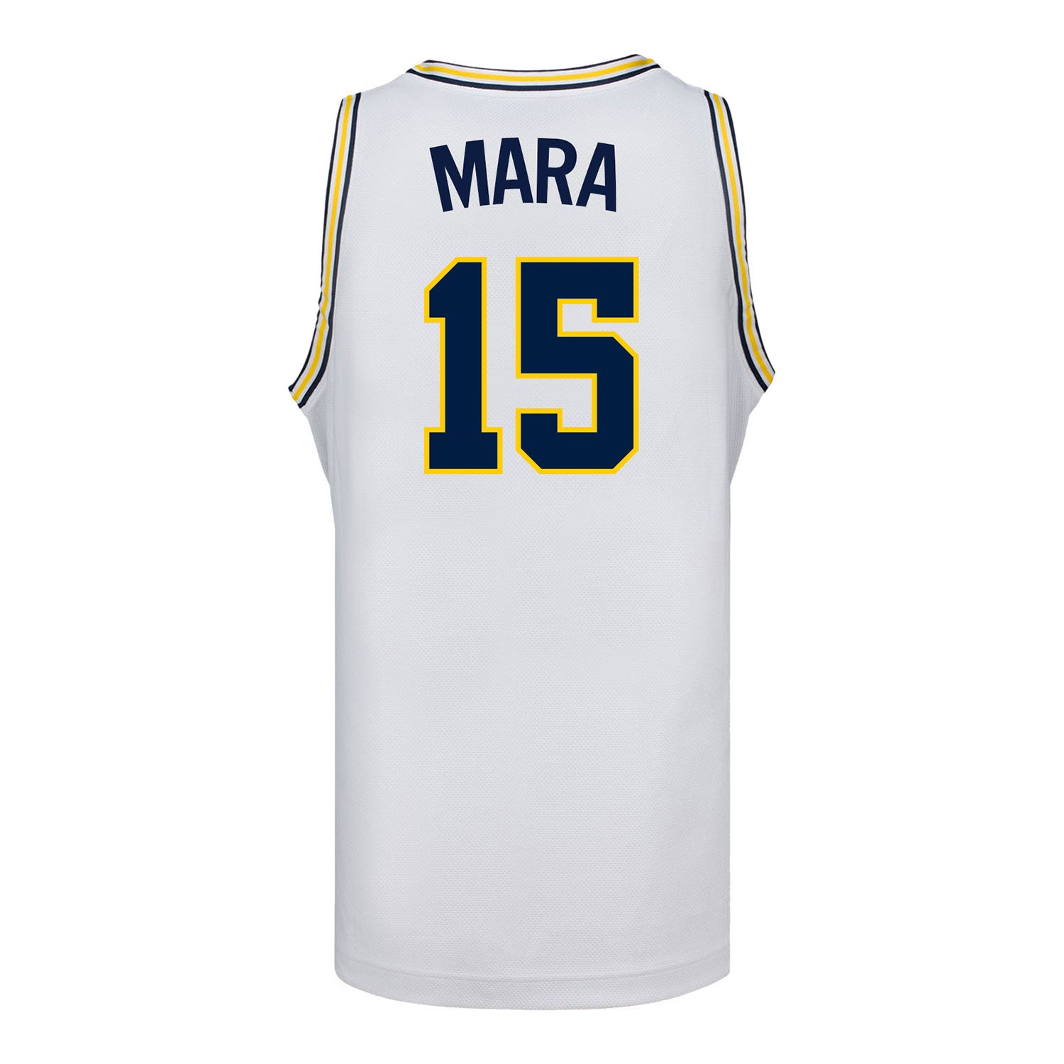 Michigan Wolverines #15 Aday Mara Student Athlete White Basketball Jersey - Back View