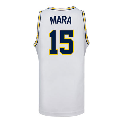 Michigan Wolverines #15 Aday Mara Student Athlete White Basketball Jersey - Back View