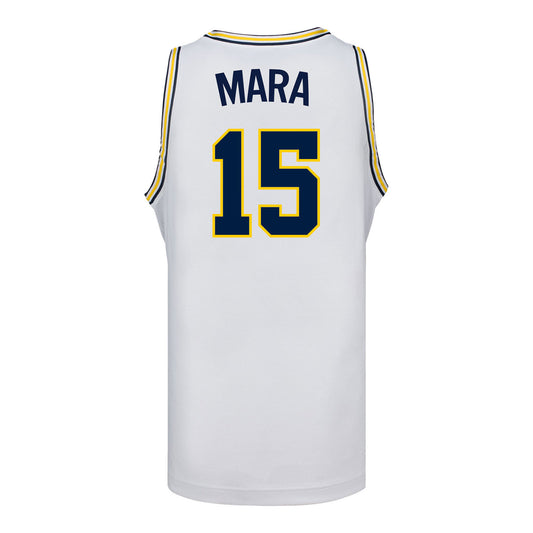 Michigan Wolverines #15 Aday Mara Student Athlete White Basketball Jersey - Back View