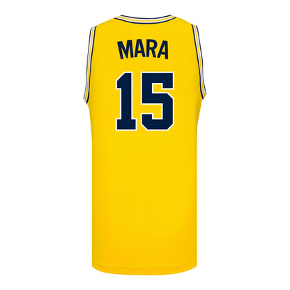 Michigan Wolverines #15 Aday Mara Student Athlete Maize Basketball Jersey - Back View