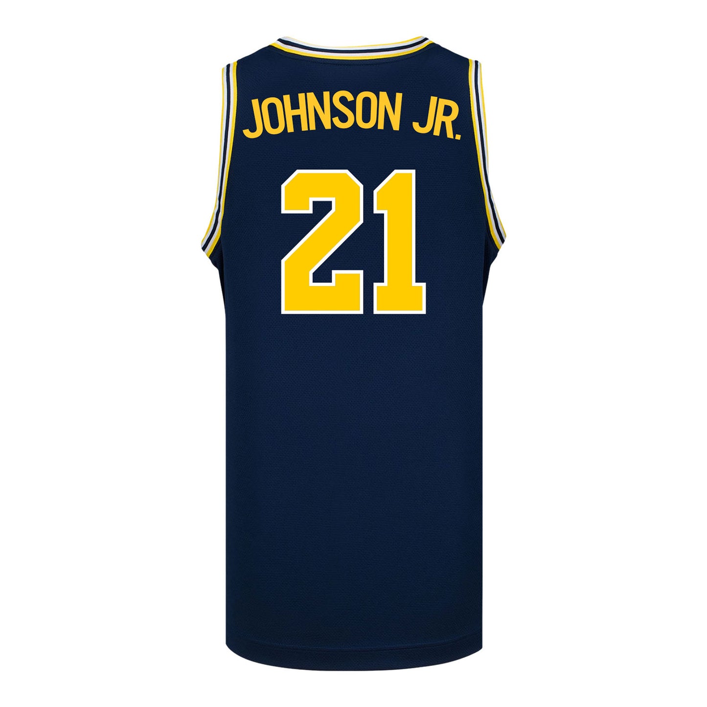 Michigan Wolverines #21 Morez Johnson Jr. Student Athlete Blue Basketball Jersey - Back View