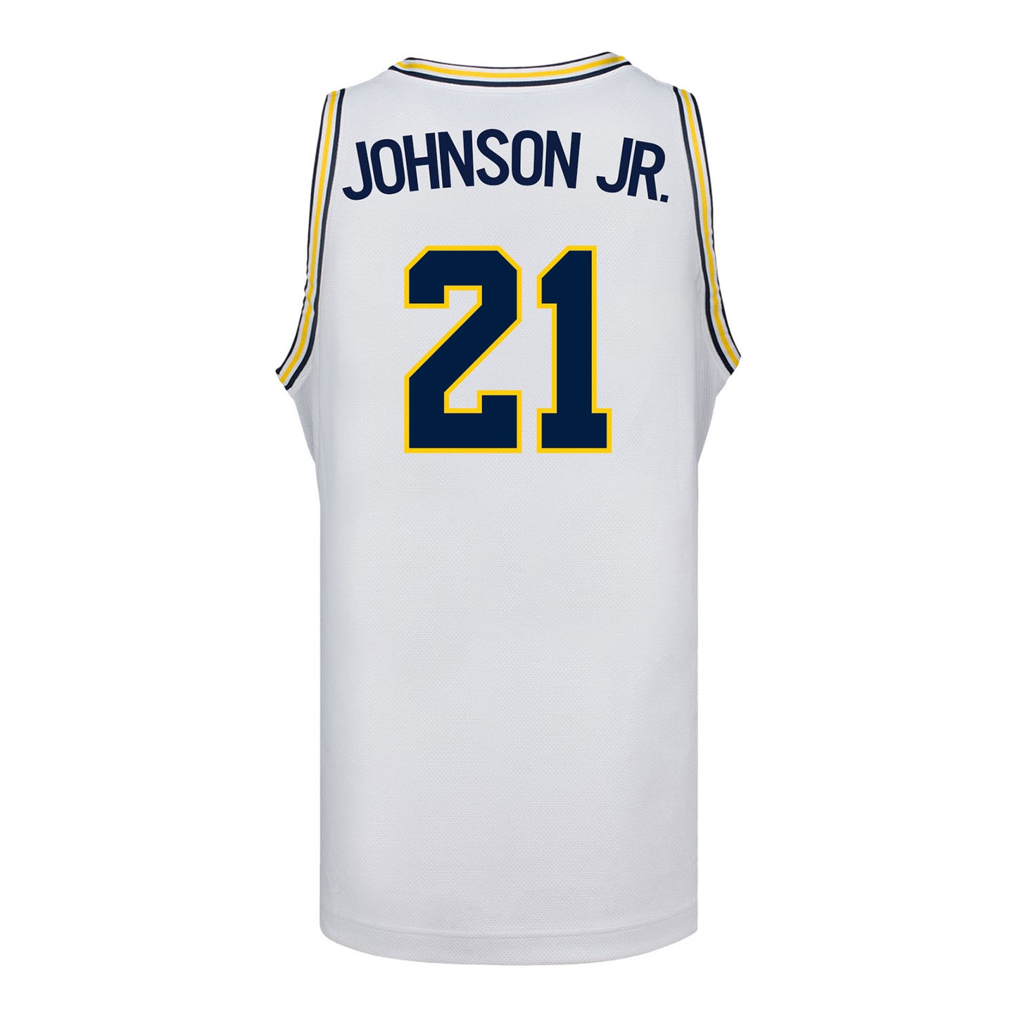 Michigan Wolverines #21 Morez Johnson Jr. Student Athlete White Basketball Jersey - Back View